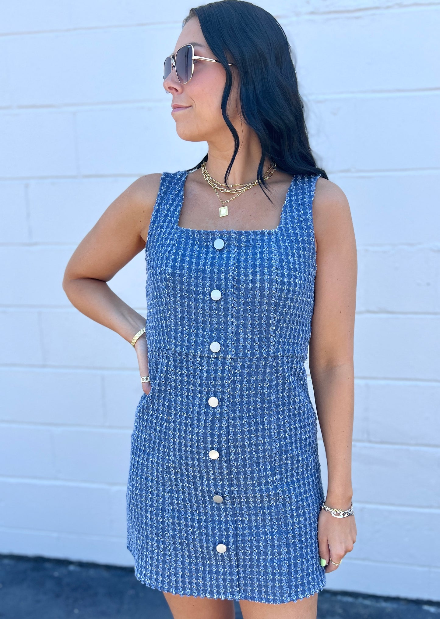 Denim Daze A-Line Dress | Denim Blue