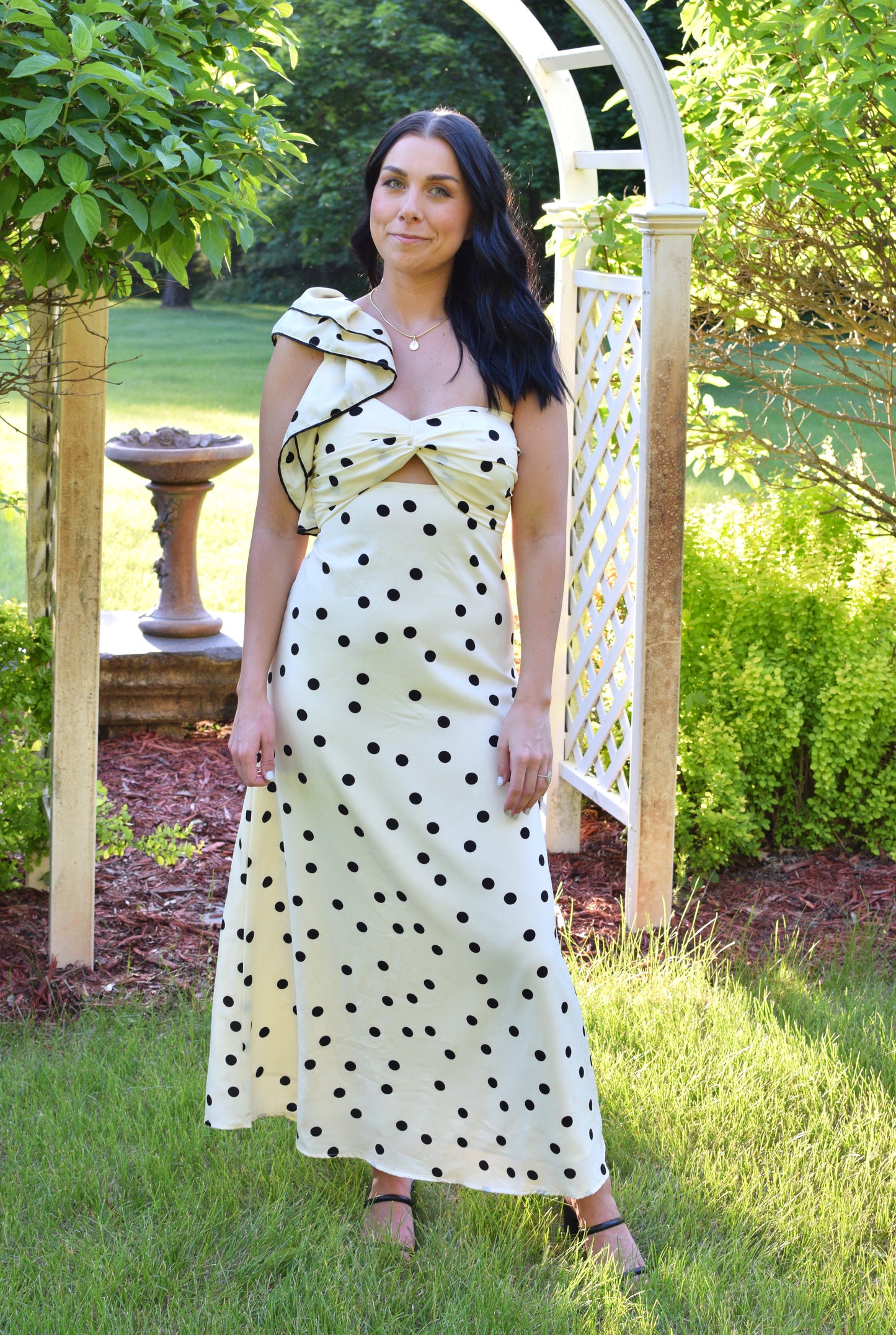 The Evelyn Dress | Cream and Black Polka Dot