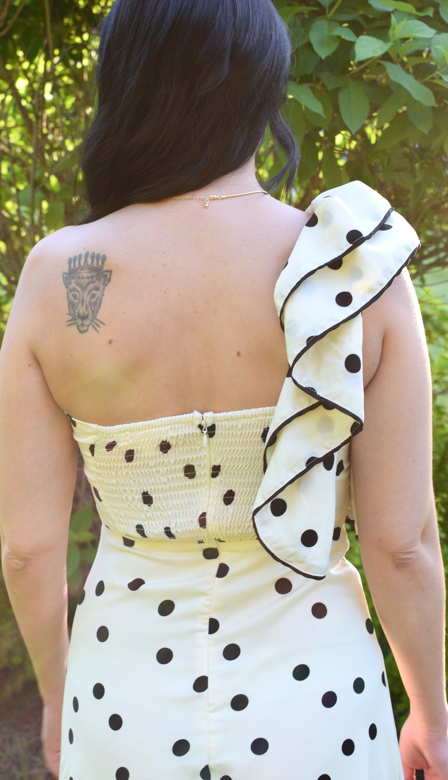 The Evelyn Dress | Cream and Black Polka Dot