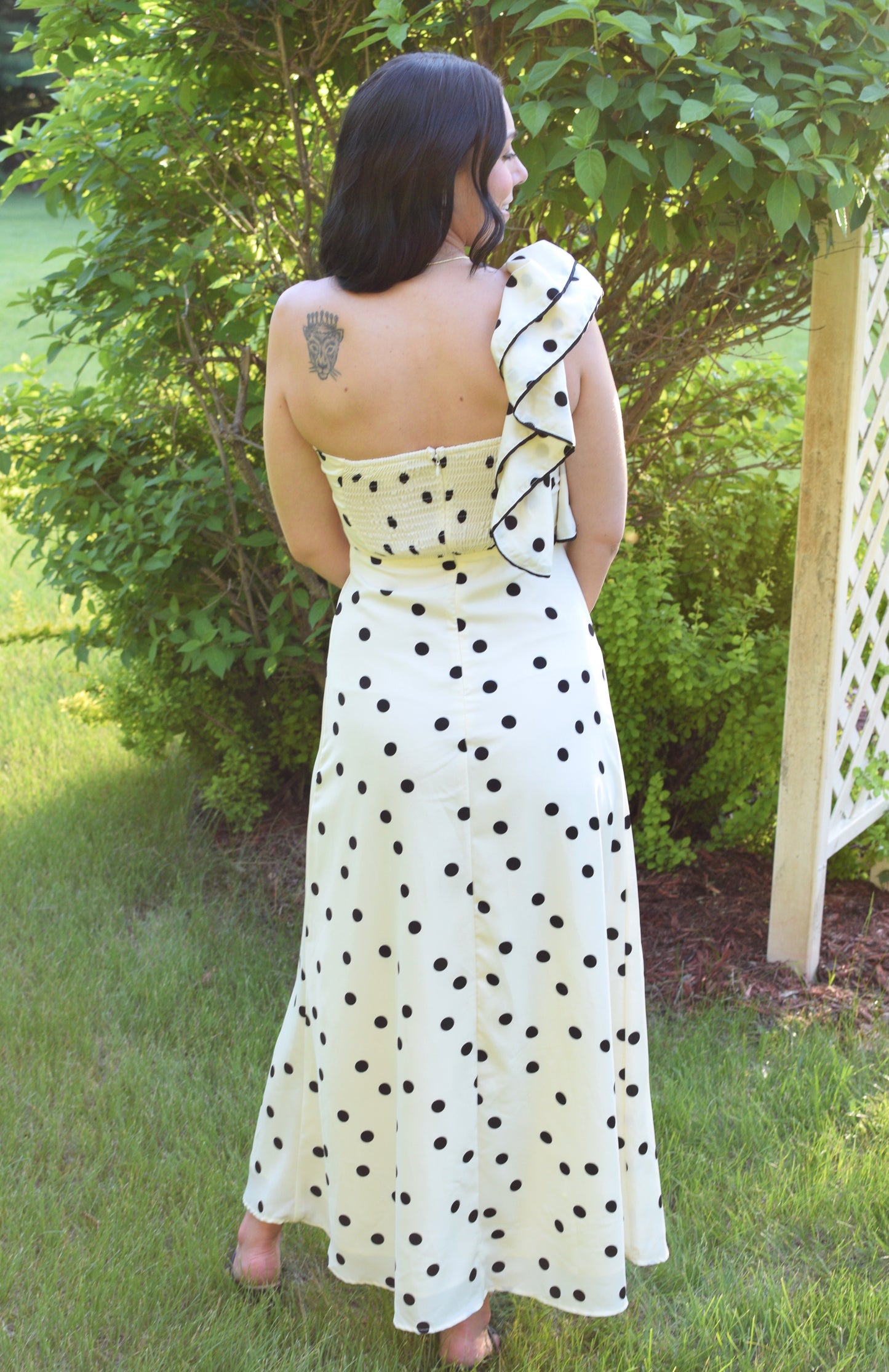 The Evelyn Dress | Cream and Black Polka Dot