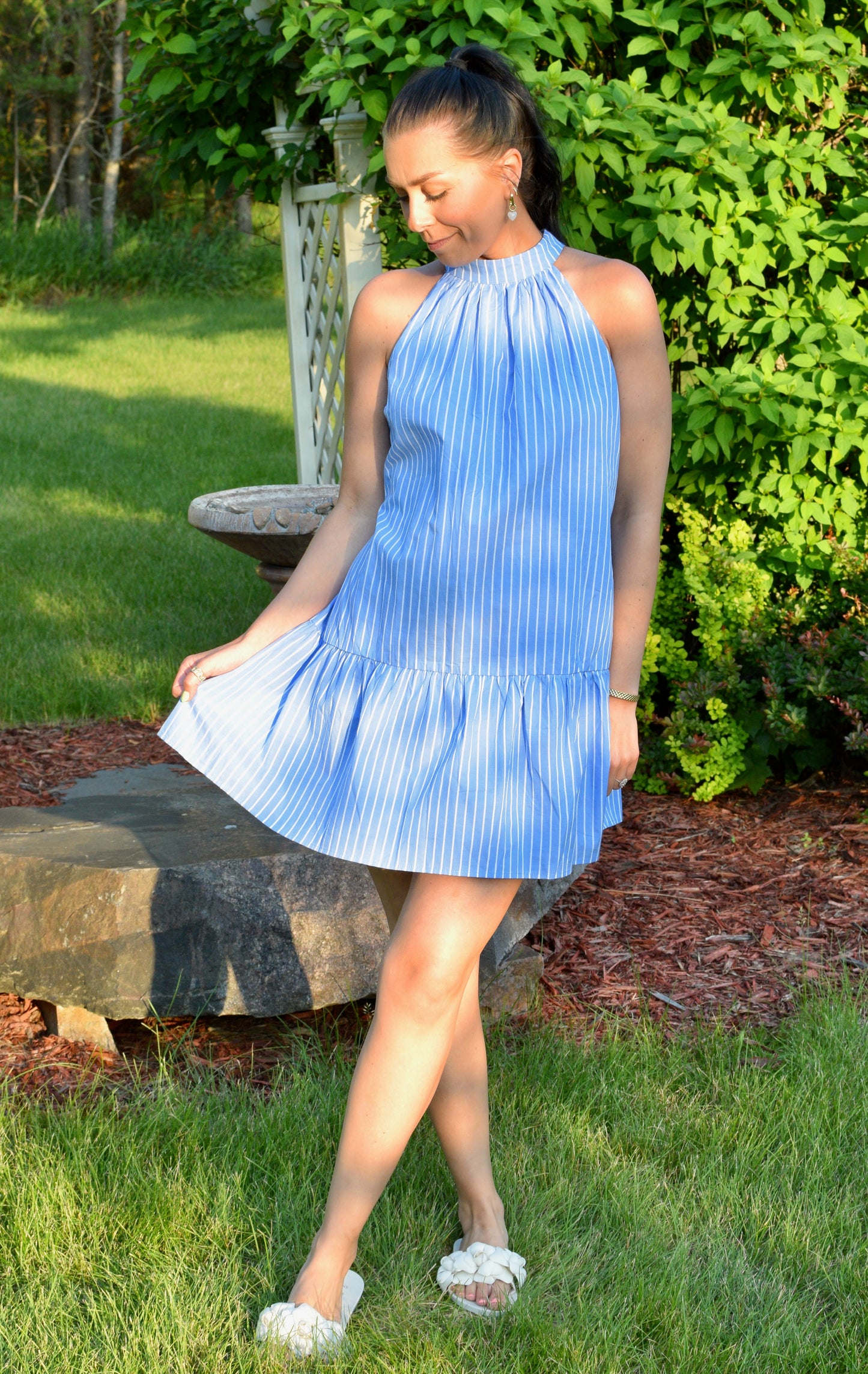 Something Blue Pinstripe Dress | Light Blue