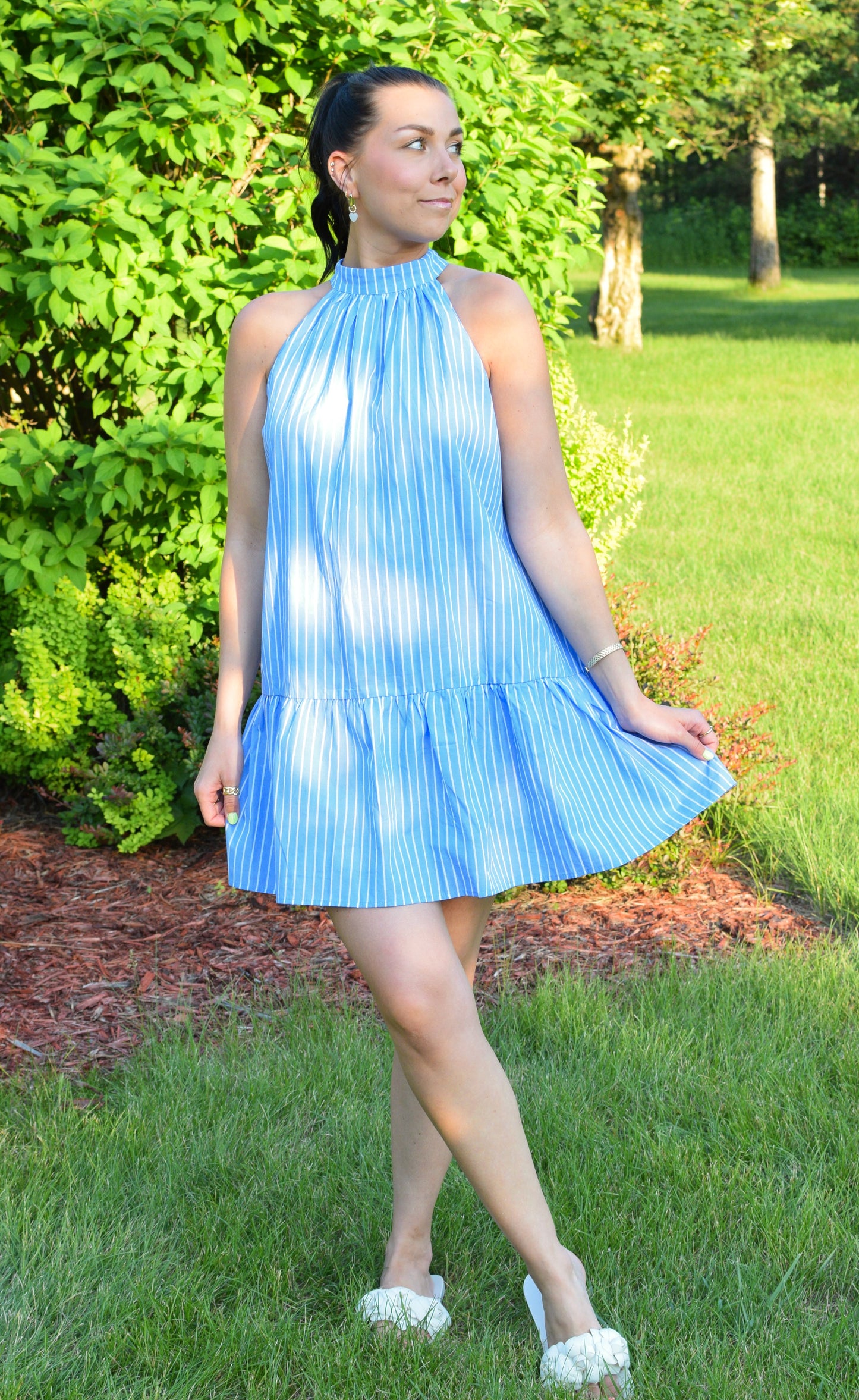 Something Blue Pinstripe Dress | Light Blue