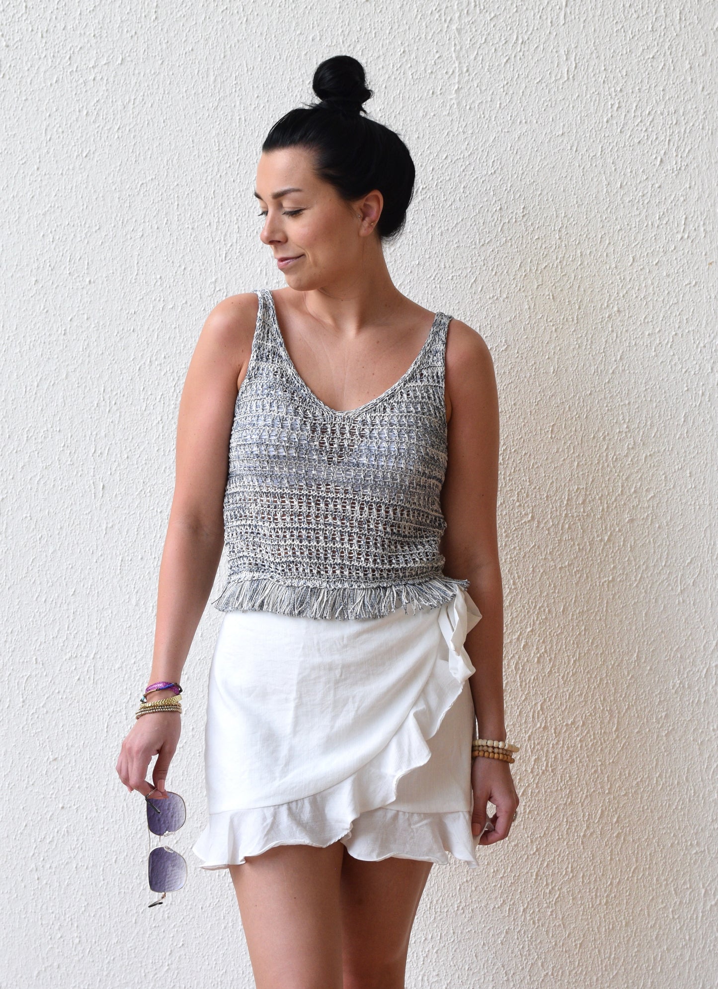 Breezy Fringe Tank | Navy