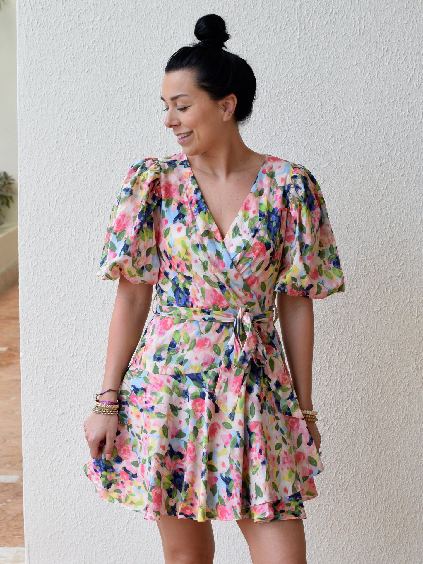 Spring Flowers Wrap Dress | Multicolor