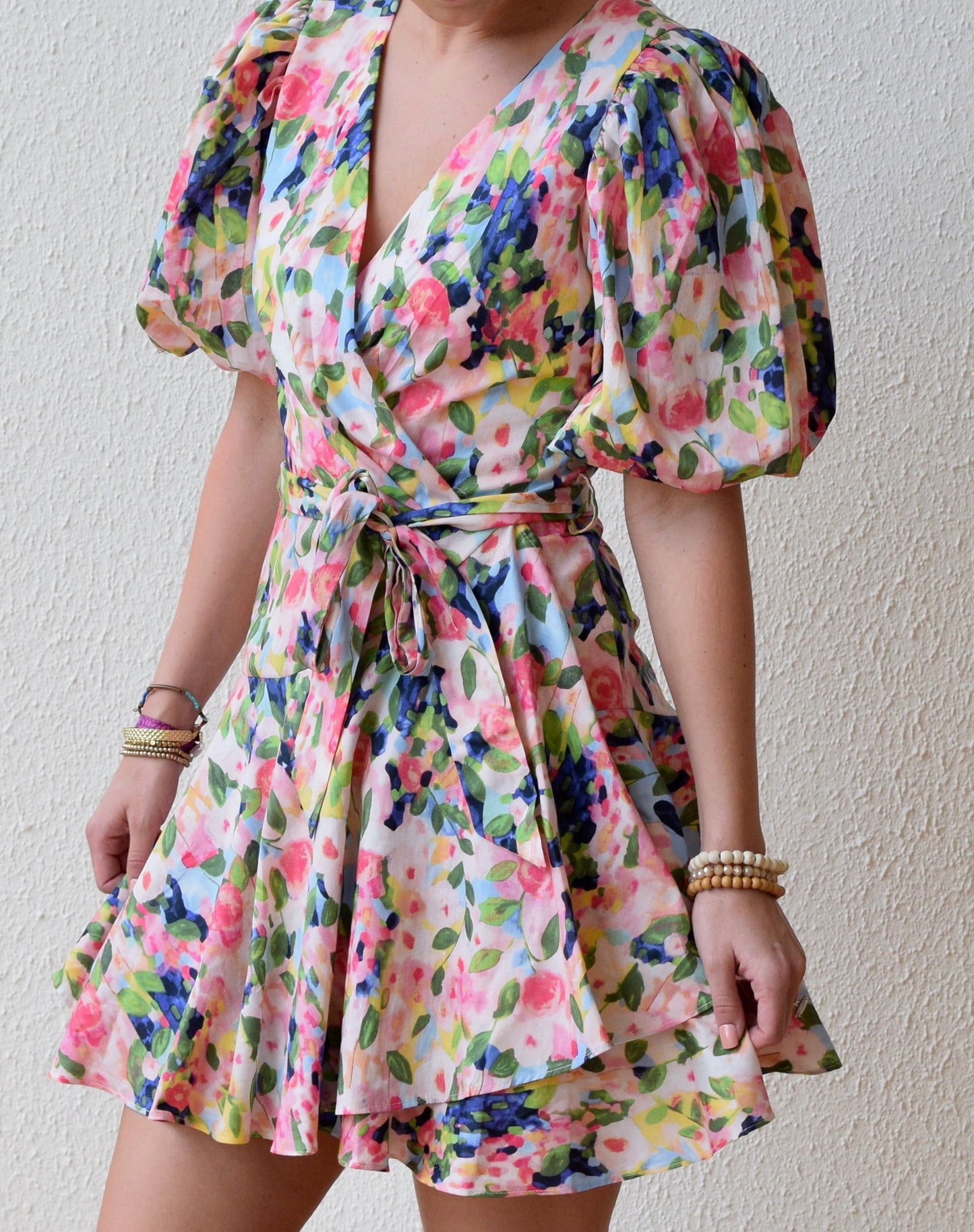 Spring Flowers Wrap Dress | Multicolor