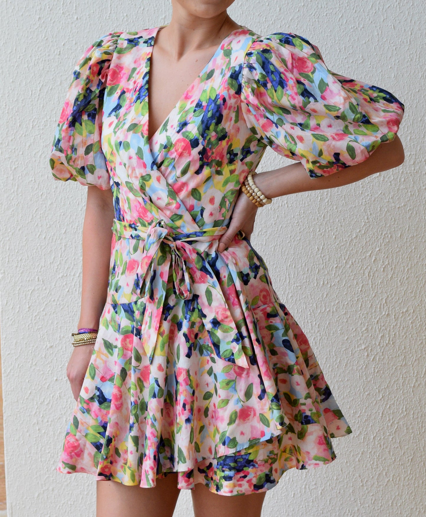 Spring Flowers Wrap Dress | Multicolor