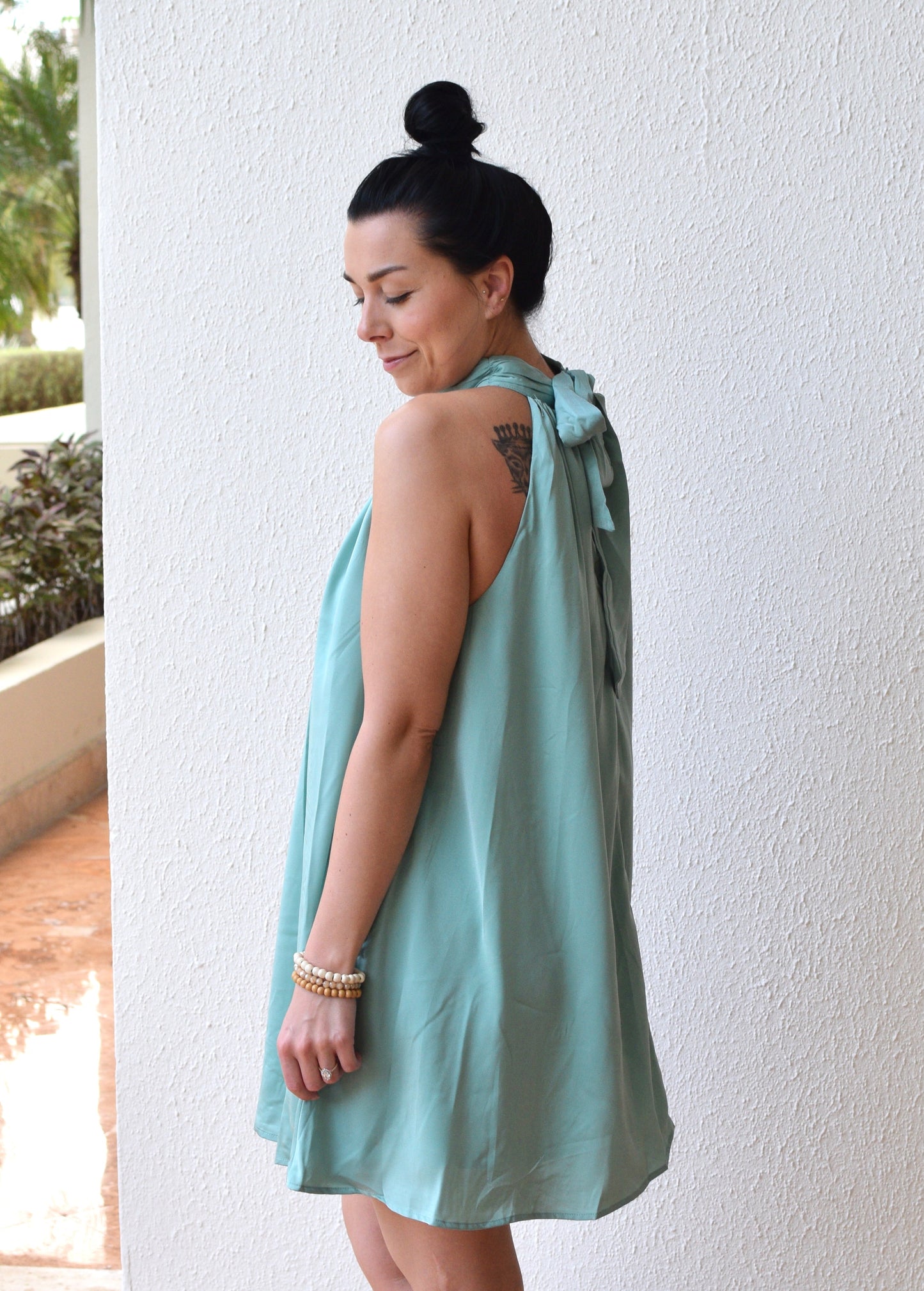 The Louisa Satin Mini Dress | Turquoise