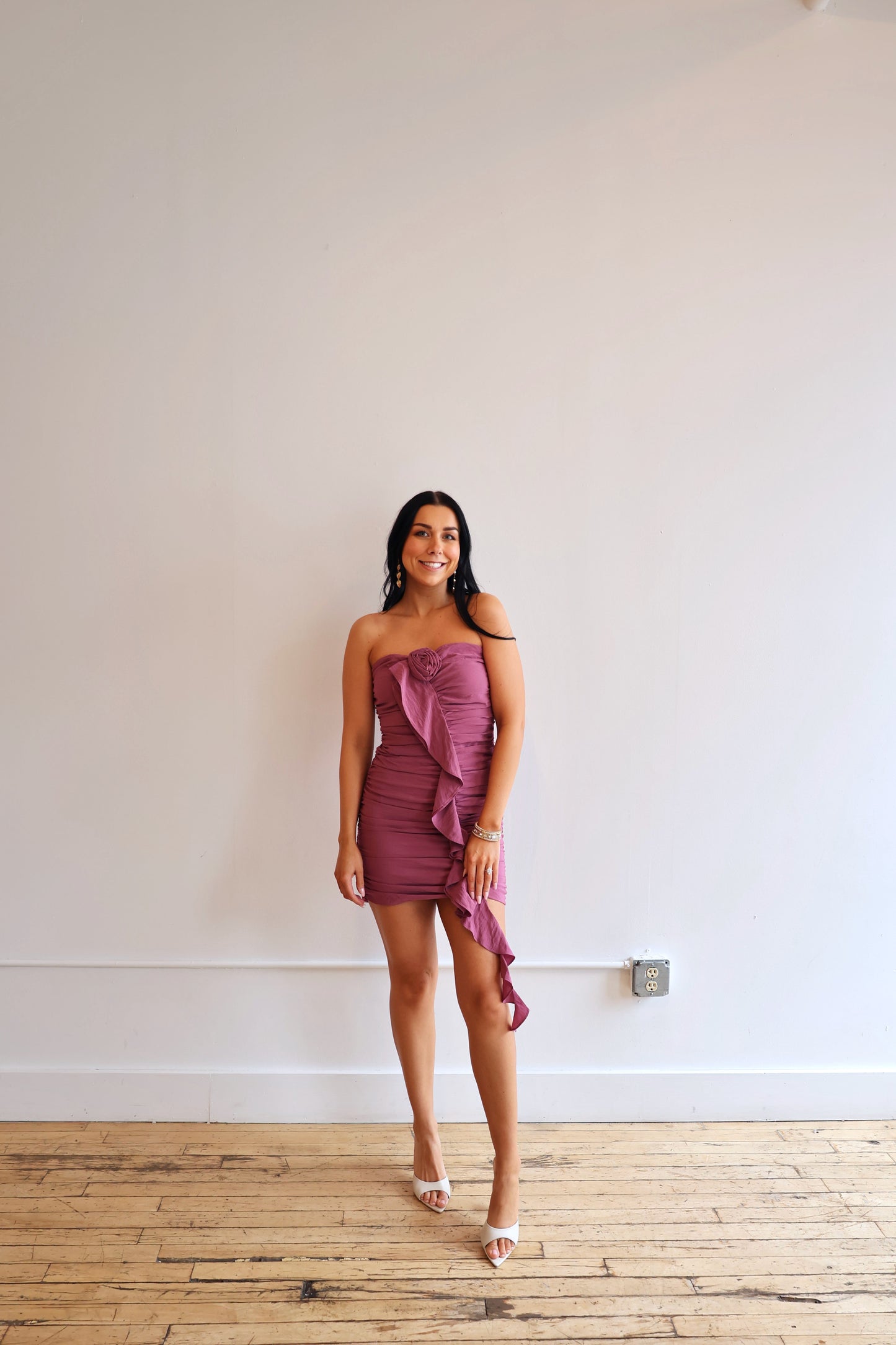 The Rosie Ruched Mini Dress | Mauve