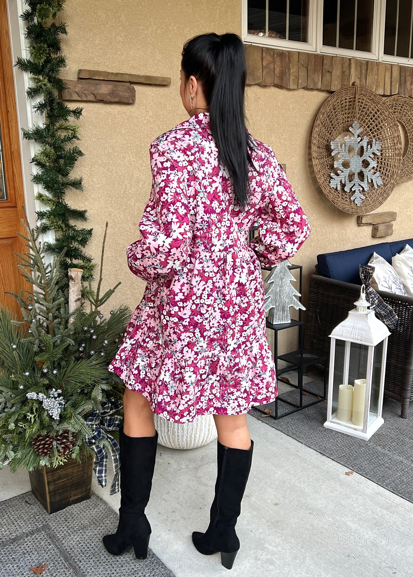 Floral Print Poplin Dress