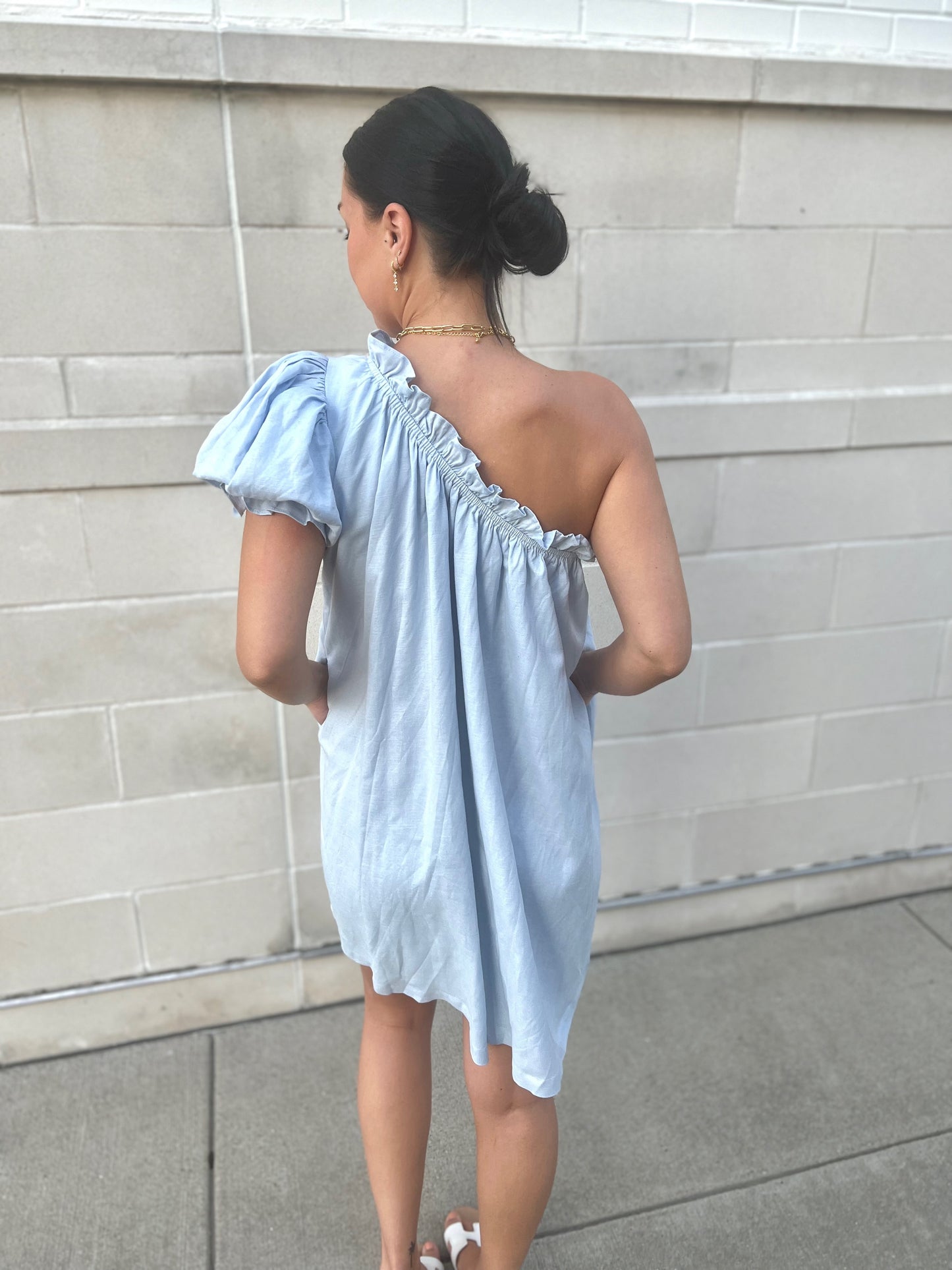 One Shoulder Dress | Light Blue