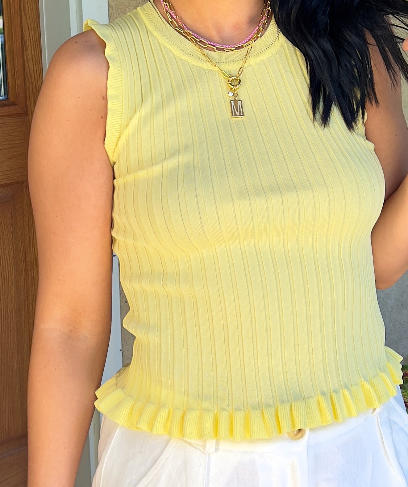 Sleeveless Frill Top | Yellow