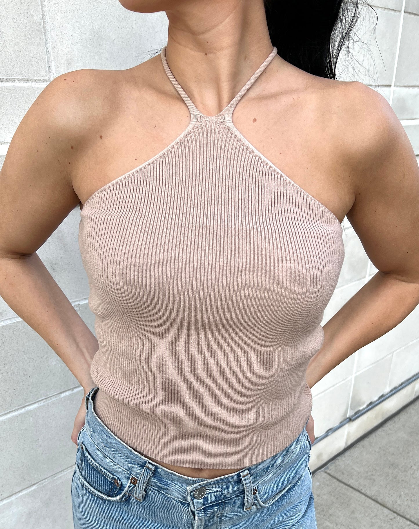 Perfect Halter Tank | Latte