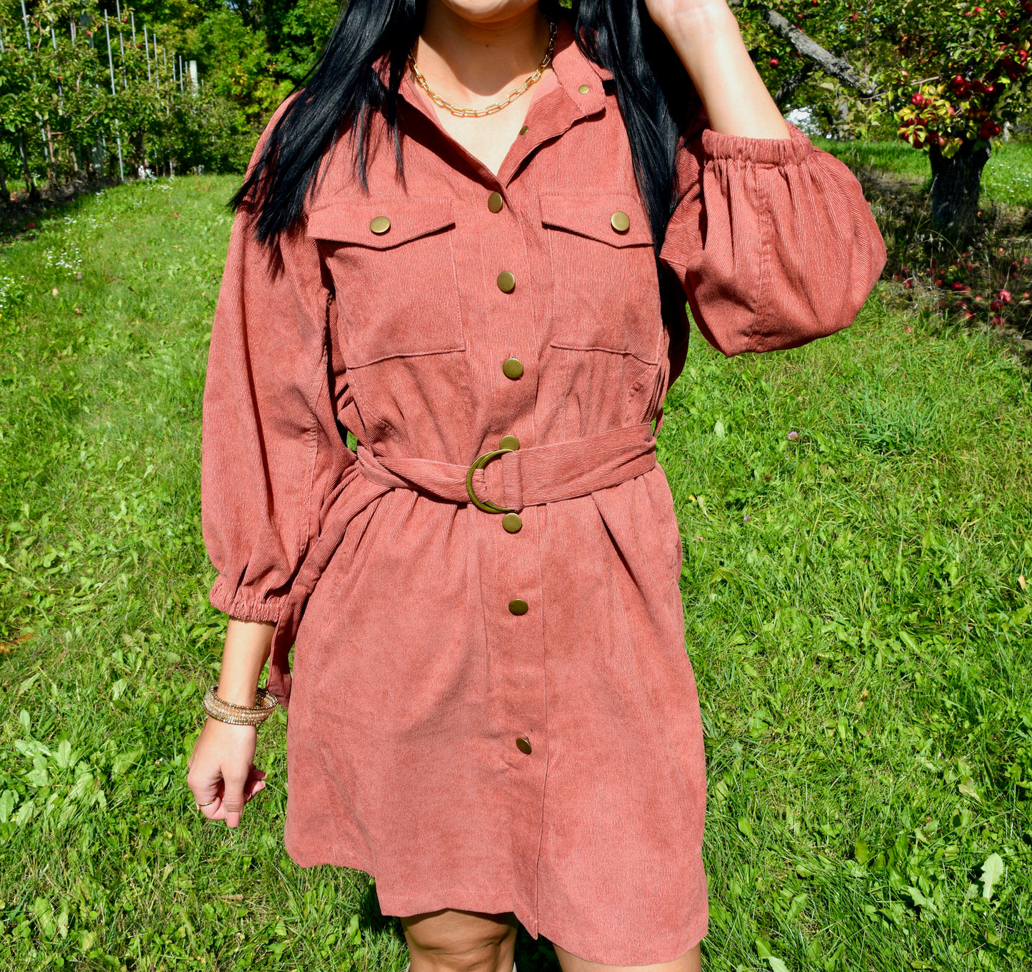 Corduroy Button Down Dress