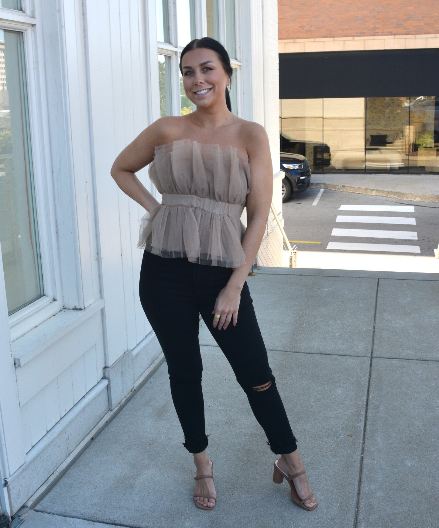 Life of the Party Top in Taupe