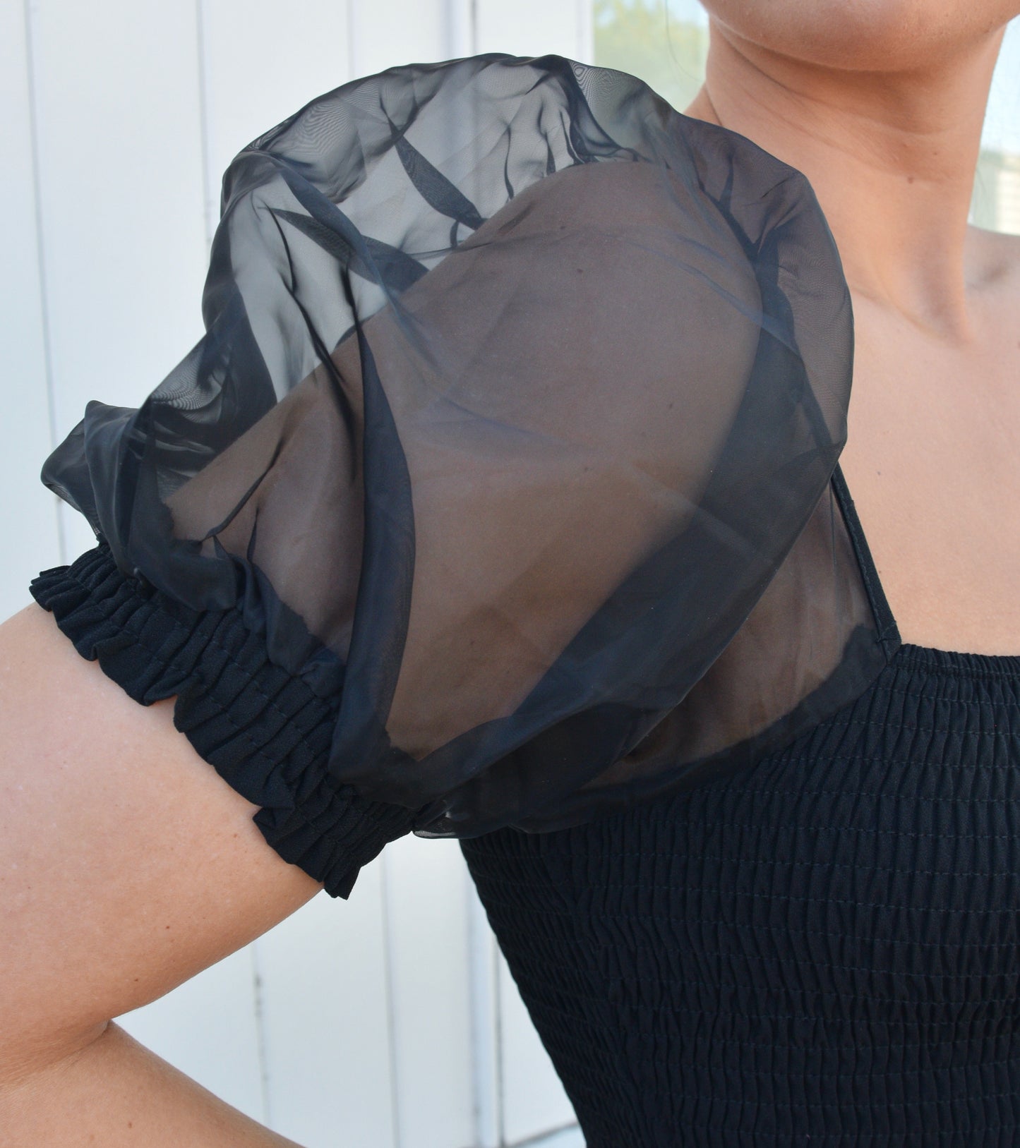 Let's Celebrate Puff Sleeve Top in Black