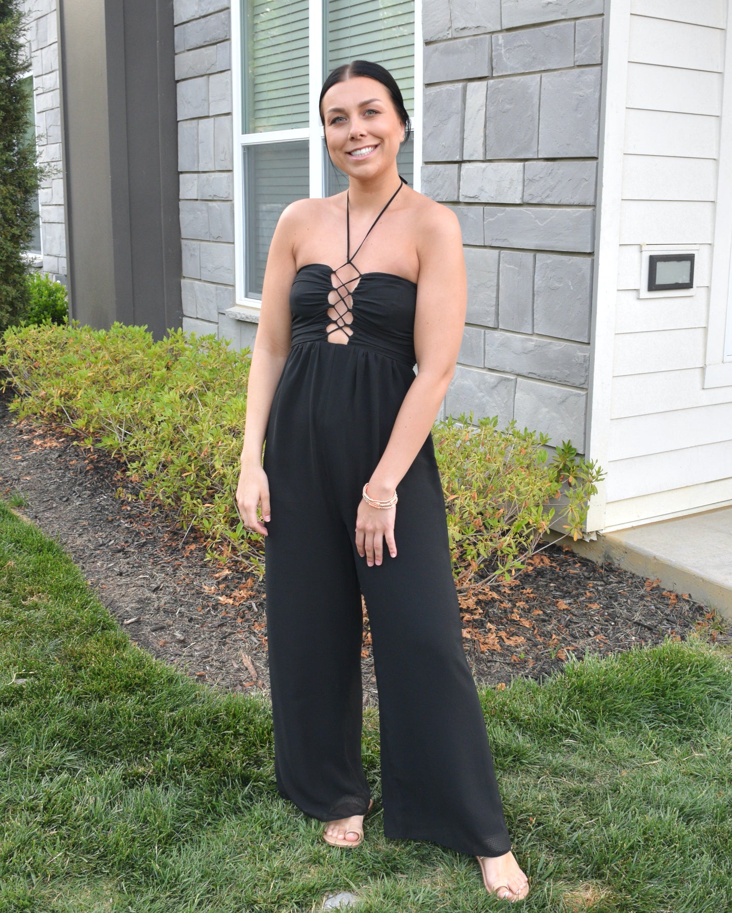 Tie Front Black Jumpsuit